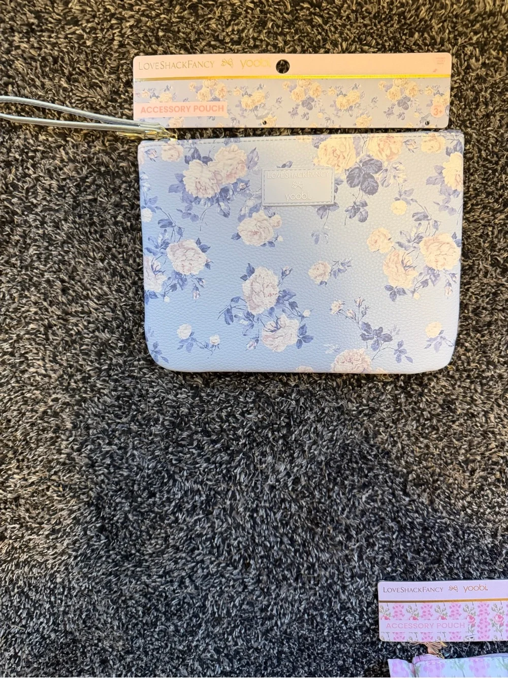 LoveShackFancy Pink and Light Blue Floral Ruffle Pencil Pouches